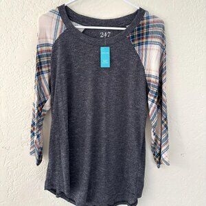 Maurices 3/4 Sleeved Gray Baseball Tee
